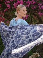 Blau - Pure Collection Wool Cashmere Ultrafine Lightweight Scarf - Bild 2 von 3