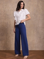 Mint Velvet Blue Washed Refined Wide Jeans - Image 2 of 8