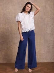 Mint Velvet Blue Washed Refined Wide Jeans - Image 3 of 8