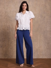 Mint Velvet Blue Washed Refined Wide Jeans - Image 5 of 8