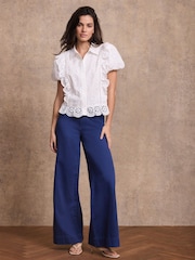 Mint Velvet Blue Washed Refined Wide Jeans - Image 6 of 8