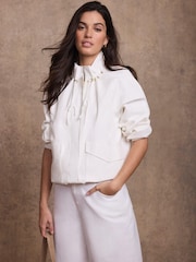 Mint Velvet White Cotton Blend Technical Jacket - Image 6 of 8