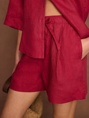 Mint Velvet Red Linen Drawstring Shorts - Image 3 of 7