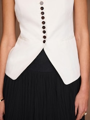 Mint Velvet Cream Linen Blend Longline Waistcoat - Image 5 of 7