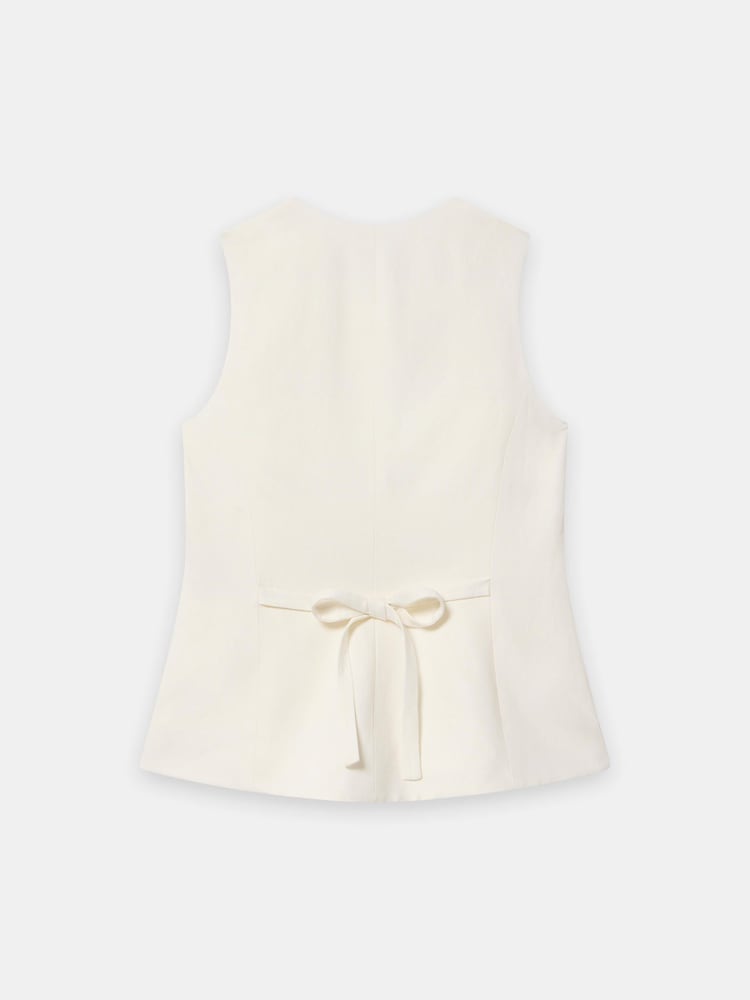 Mint Velvet Cream Linen Blend Longline Waistcoat - Image 7 of 7