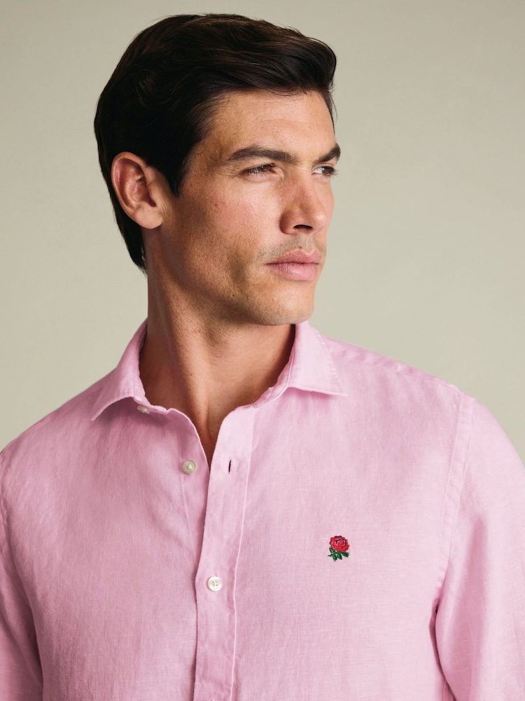 Charles Tyrwhitt Pink Stripe RFU Button-Down Washed Oxford Shirt - Image 2 of 5