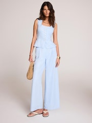 Mint Velvet Blue Wide Leg Trousers - Image 2 of 7
