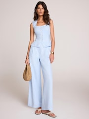 Mint Velvet Blue Wide Leg Trousers - Image 4 of 7