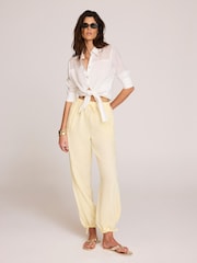 Mint Velvet Yellow Linen Balloon Trousers - Image 3 of 7