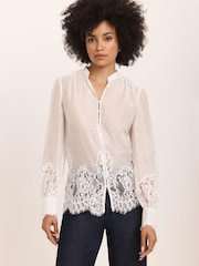 Mint Velvet Cream Lace Detail Blouse - Image 3 of 7