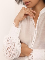 Mint Velvet Cream Lace Detail Blouse - Image 5 of 7