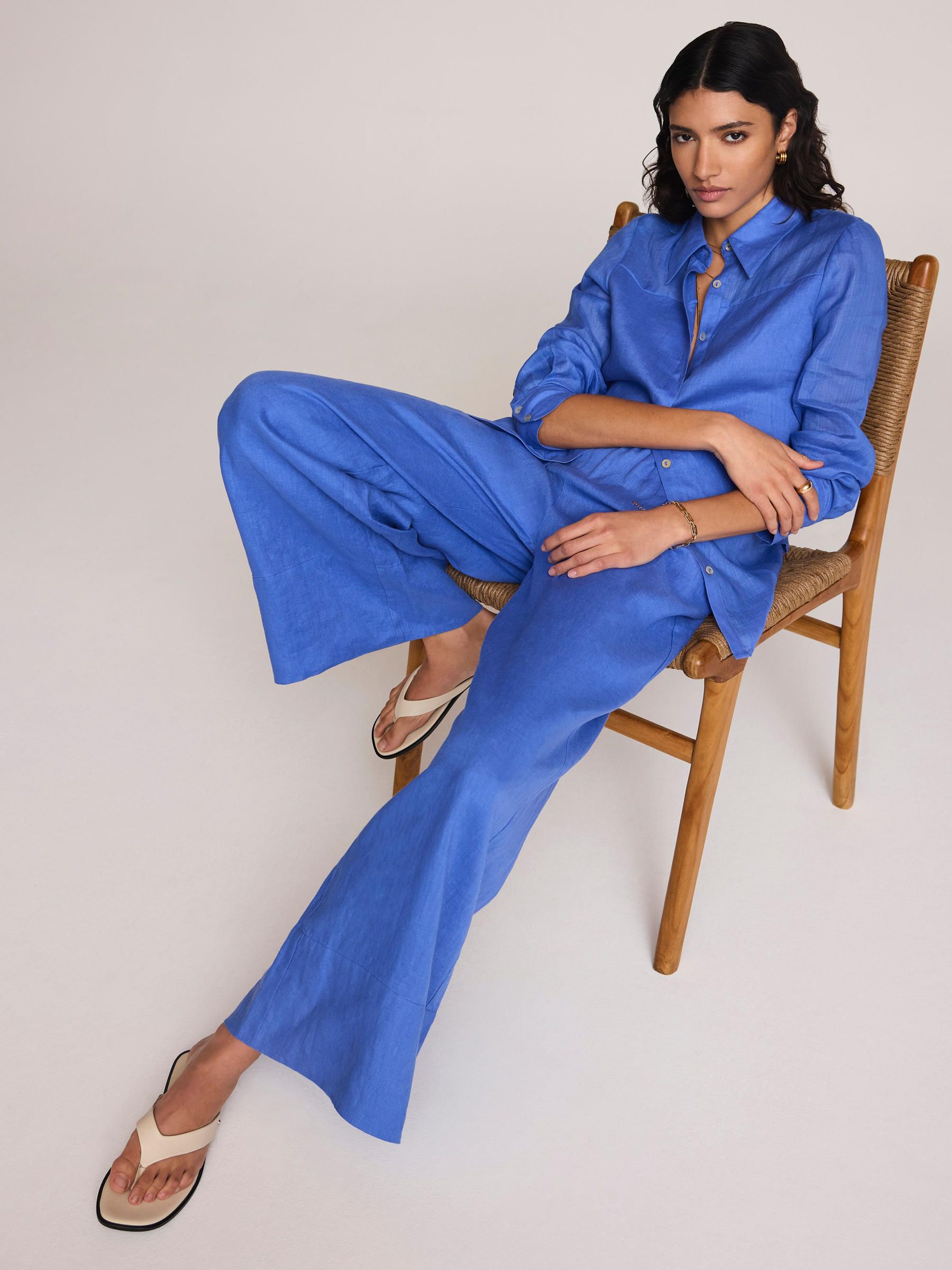 Buy Mint Velvet Blue Linen Drawstring Wide Leg Trousers from Next USA