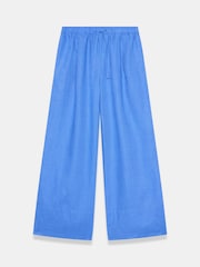 Mint Velvet Blue Linen Drawstring Wide Leg Trousers - Image 6 of 7
