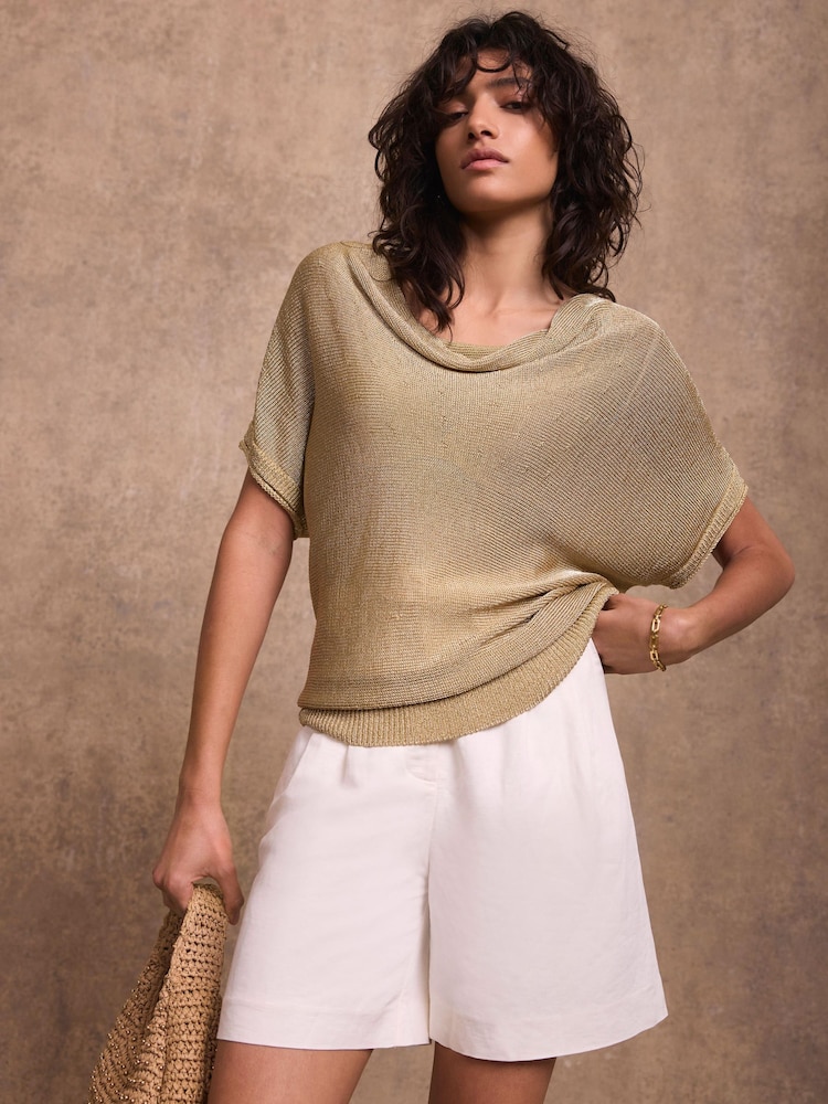 Mint Velvet Gold Metallic Knit Top - Image 2 of 7
