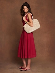 Mint Velvet Red Cotton Broderie Midi Dress - Image 6 of 8