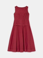 Mint Velvet Red Cotton Broderie Midi Dress - Image 7 of 8