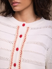 Mint Velvet White Cotton Blend Tassel Cardigan - Image 5 of 7