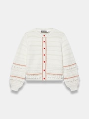 Mint Velvet White Cotton Blend Tassel Cardigan - Image 6 of 7