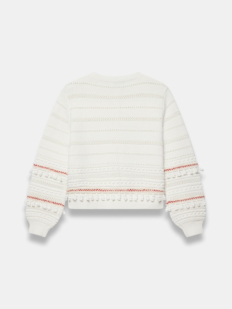 Mint Velvet White Cotton Blend Tassel Cardigan - Image 7 of 7