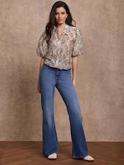 Mint Velvet Red Floral Print Puff Sleeve Shirt - Image 3 of 7