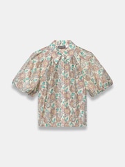 Mint Velvet Red Floral Print Puff Sleeve Shirt - Image 6 of 7