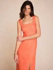 Mint Velvet Orange Linen Midi Dress - Image 6 of 8