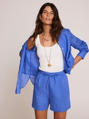 Blau - Mint Velvet Leinenshorts mit Kordelzug - Bild 4 von 7