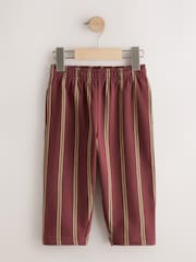 Burgundy/Ecru Stripe Single Wide Leg Jersey Joggers (3mths-7yrs) - Image 1 of 4