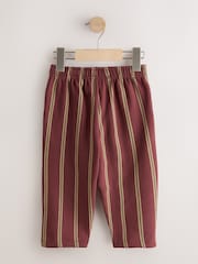 Burgundy/Ecru Stripe Single Wide Leg Jersey Joggers (3mths-7yrs) - Image 2 of 4