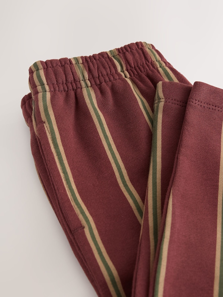 Burgundy/Ecru Stripe Single Wide Leg Jersey Joggers (3mths-7yrs) - Image 4 of 4 Burgundy/Ecru Stripe Single Wide Leg Jersey Joggers (3mths-7yrs) - Image 4 of 4
