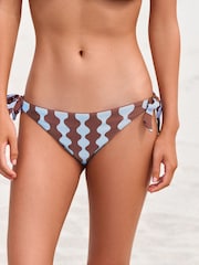 Eleanor Bowmer Blue/Brown Wave Tie Side Bikini Bottoms - Image 1 of 5