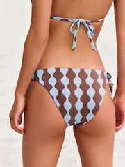 Eleanor Bowmer Blue/Brown Wave Tie Side Bikini Bottoms - Image 4 of 5