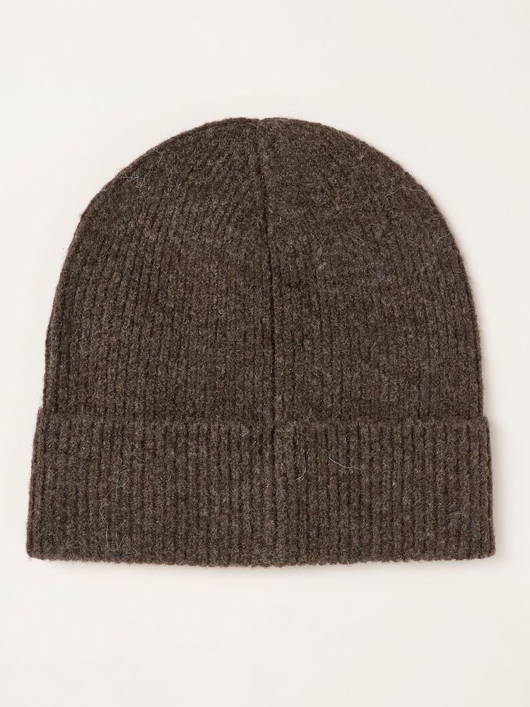 FatFace Brown Flower Embroidered Beanie - Image 2 of 3