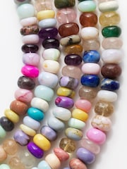 Carrie Elizabeth Gold Plated Mixed Agate Multi Coloured Beaded Necklace - Image 3 of 4