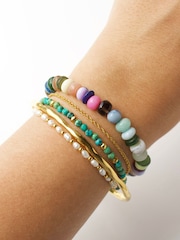 Carrie Elizabeth Gold Plated Multi Agate Beaded Bracelet - Image 2 of 4