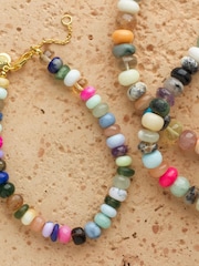 Carrie Elizabeth Gold Plated Multi Agate Beaded Bracelet - Image 4 of 4