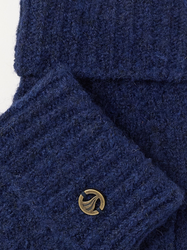 FatFace Navy Pointelle Knit Gloves - Image 3 of 3 FatFace Navy Pointelle Knit Gloves - Image 3 of 3