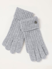 FatFace Grey Pointelle Knit Gloves - Image 1 of 3