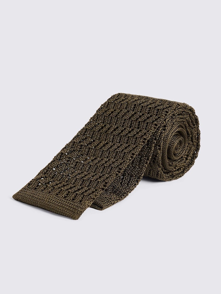 MOSS Green Silk Knitted Tie - Image 1 of 2