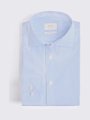MOSS Blue Tailored Fit Stripe Non Iron Shirt - Image 2 of 2