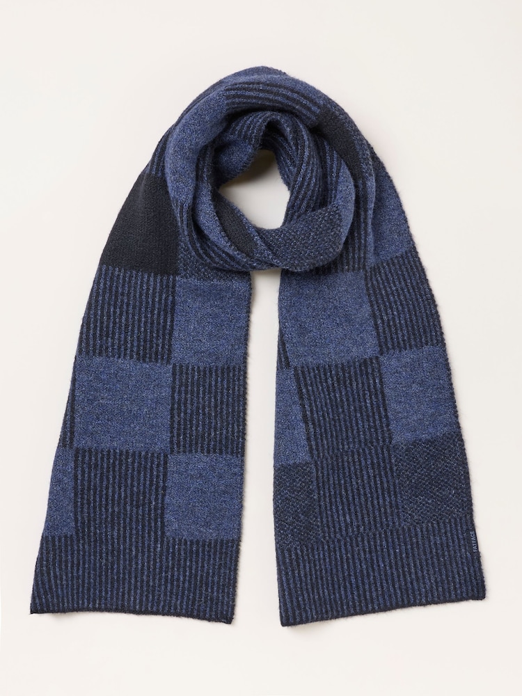 FatFace Navy Check Scarf - Image 1 of 3