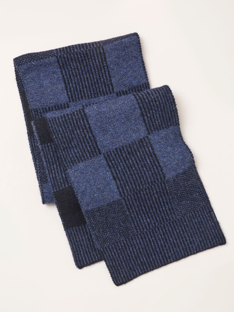 FatFace Navy Check Scarf - Image 3 of 3