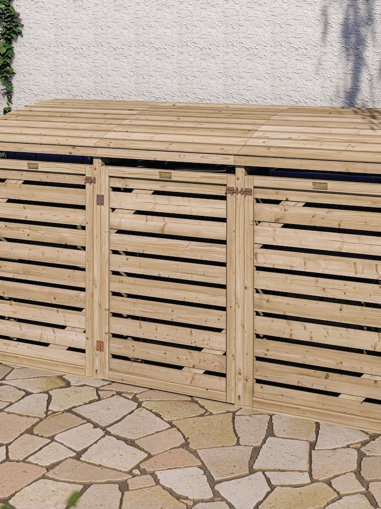 Rowlinson Natural Single Garden Bin Store With Double Box - Image 1 of 6 Rowlinson Natural Single Garden Bin Store With Double Box - Image 1 of 6