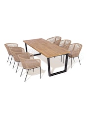 Rowlinson Natural Black Oslo 6 Seat Garden Dining Set - Image 1 of 5