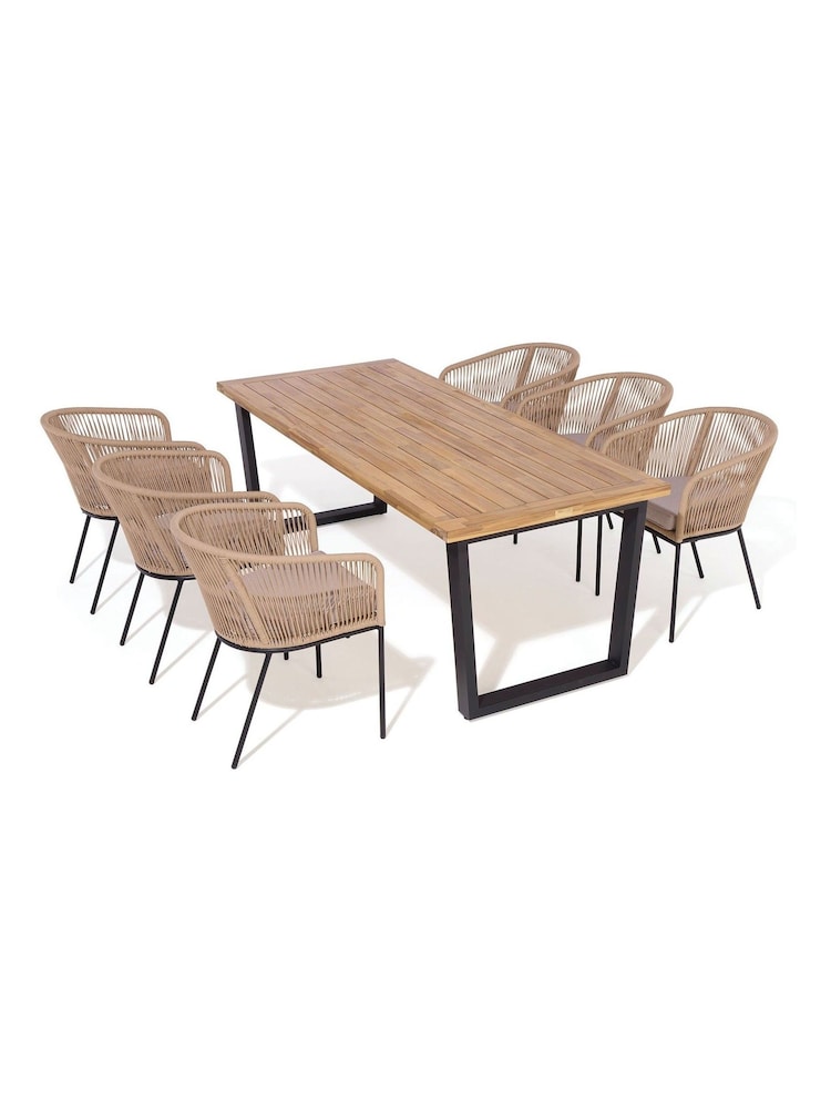 Rowlinson Natural Black Oslo 6 Seat Garden Dining Set - Image 1 of 5