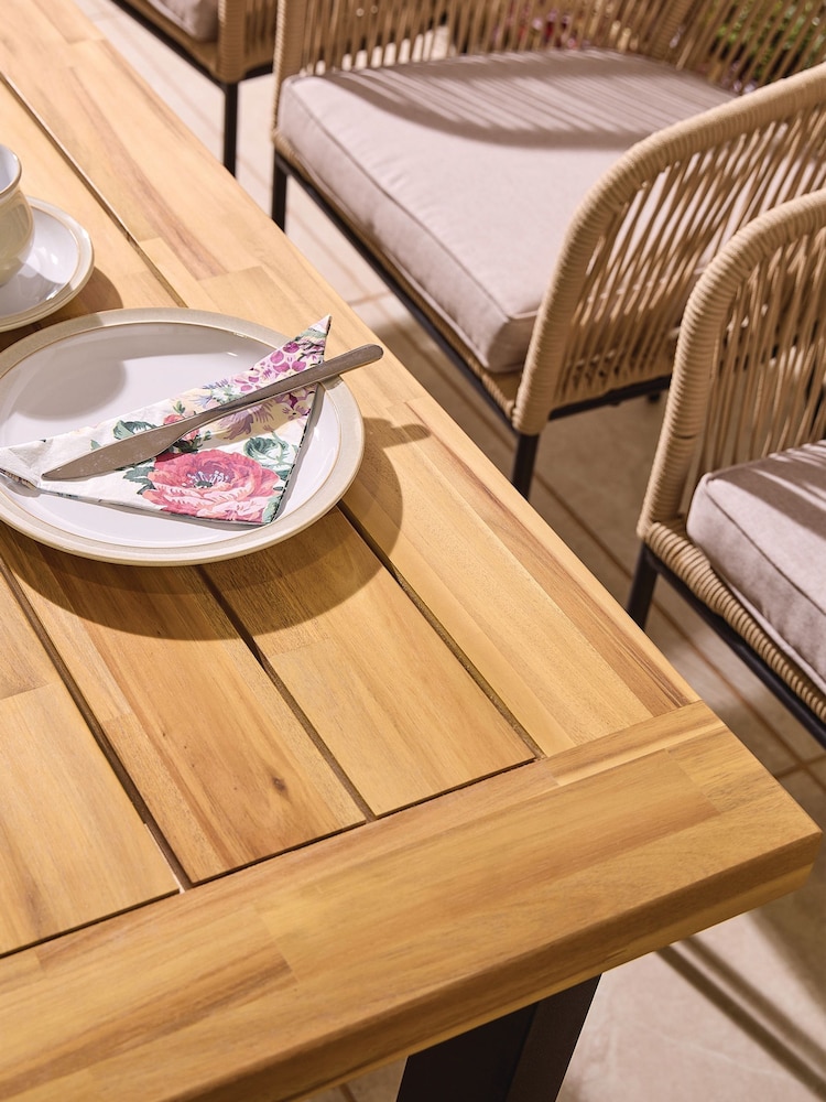 Rowlinson Natural Black Oslo 6 Seat Garden Dining Set - Image 5 of 5