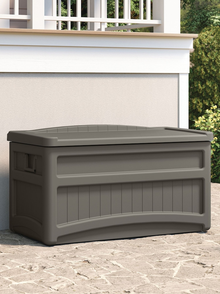 Suncast Stone Grey Dakota 276L Garden Storage Box - Image 1 of 5 Suncast Stone Grey Dakota 276L Garden Storage Box - Image 1 of 5