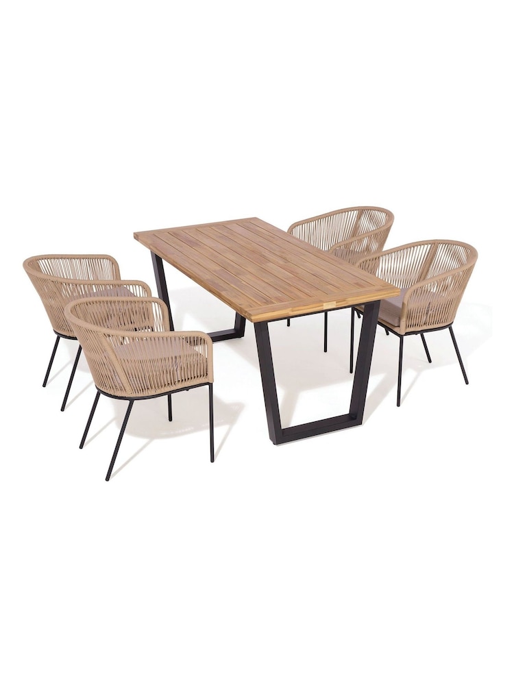 Rowlinson Natural Black Oslo 4 Seat Garden Dining Set - Image 1 of 5