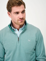 Crew Clothing Green Birdseye Half Zip Jumper - Image 4 of 5