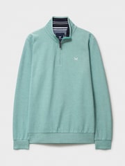 Crew Clothing Green Birdseye Half Zip Jumper - Image 5 of 5